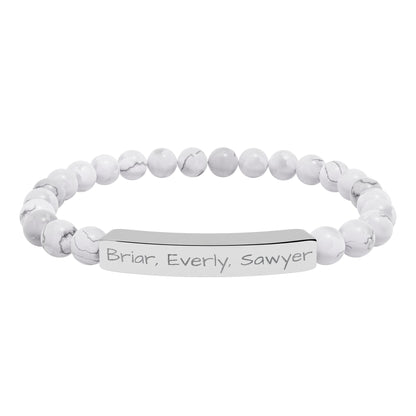 Personalized Kids Name Bracelet for Mom | Custom Beaded Bracelet | Engraved Name Bar | Mothers Day Gift