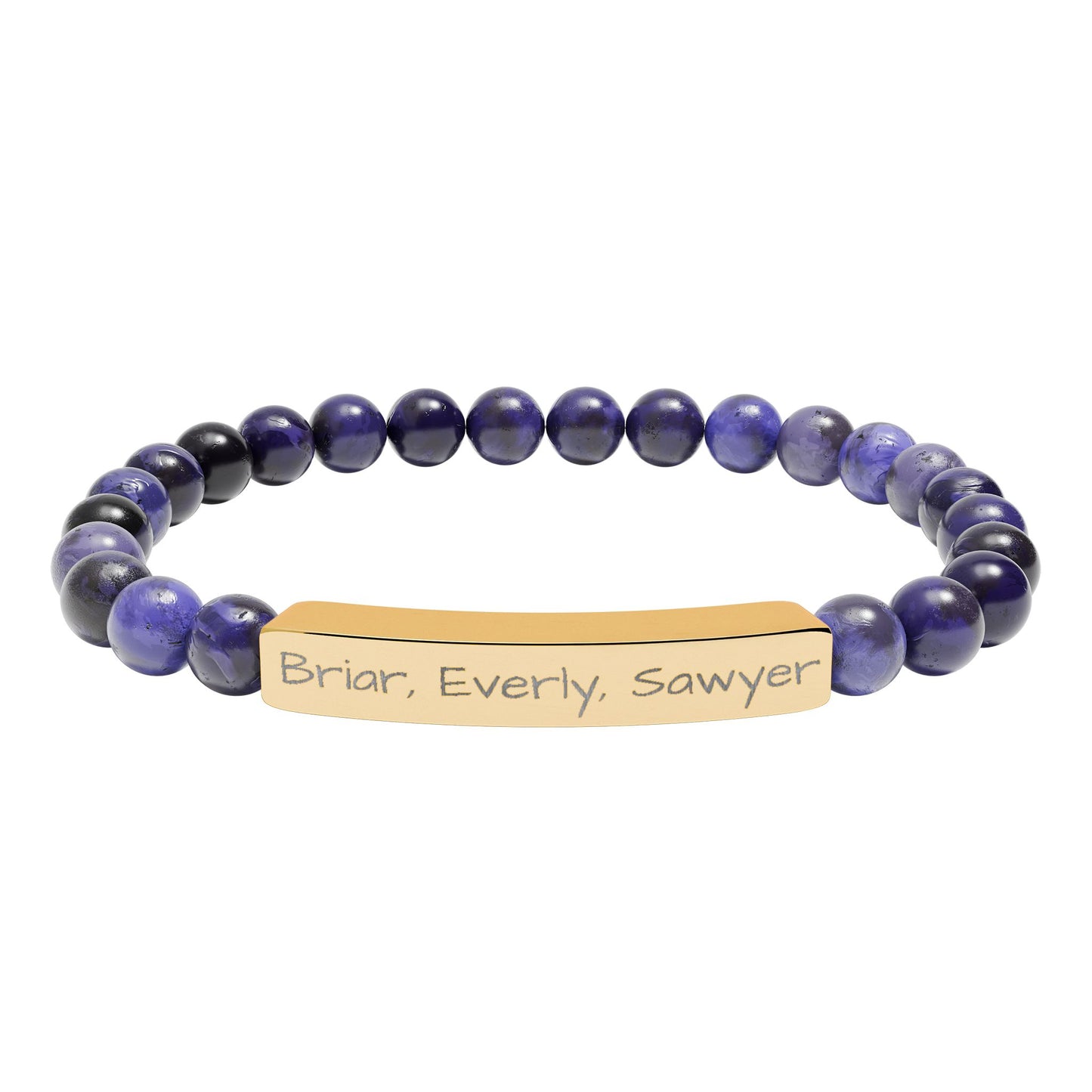 Personalized Kids Name Bracelet for Mom | Custom Beaded Bracelet | Engraved Name Bar | Mothers Day Gift