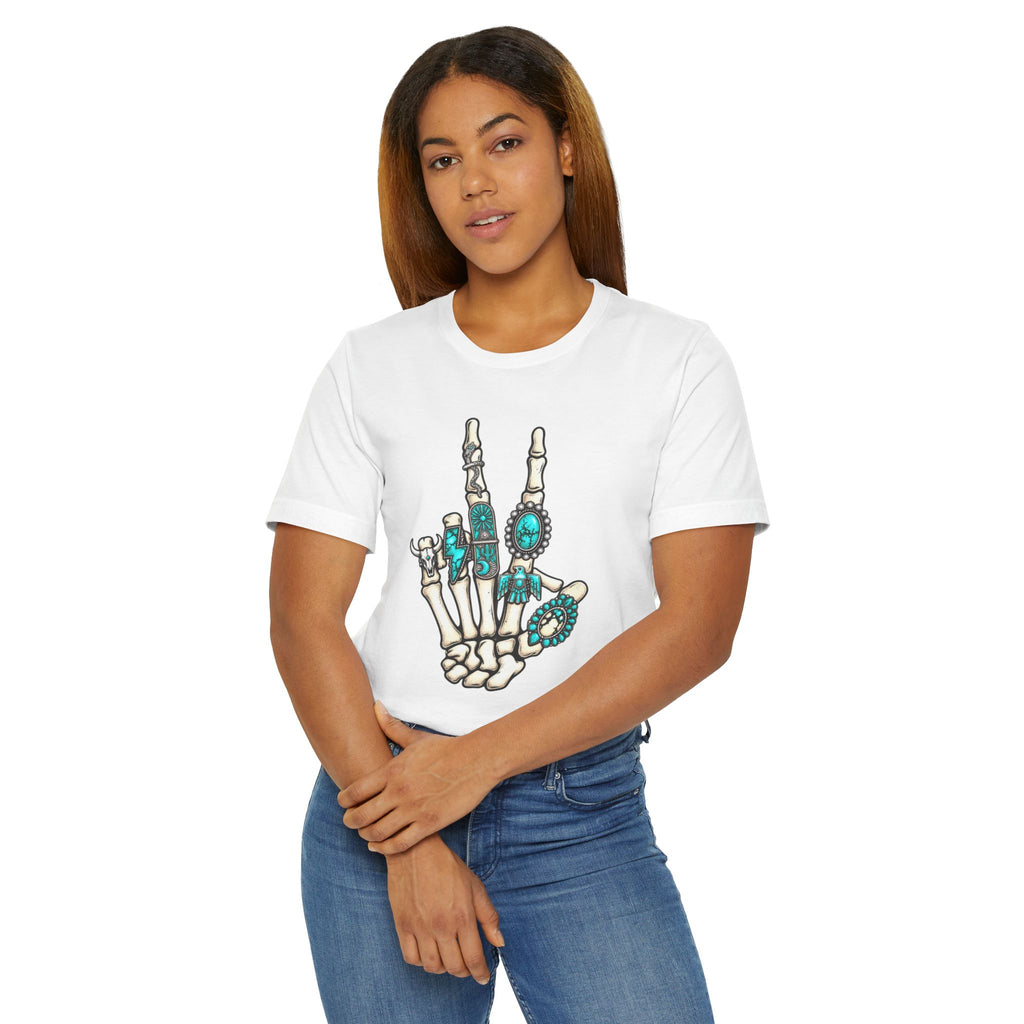 Turquoise Boho Skeleton Hand T‑Shirt