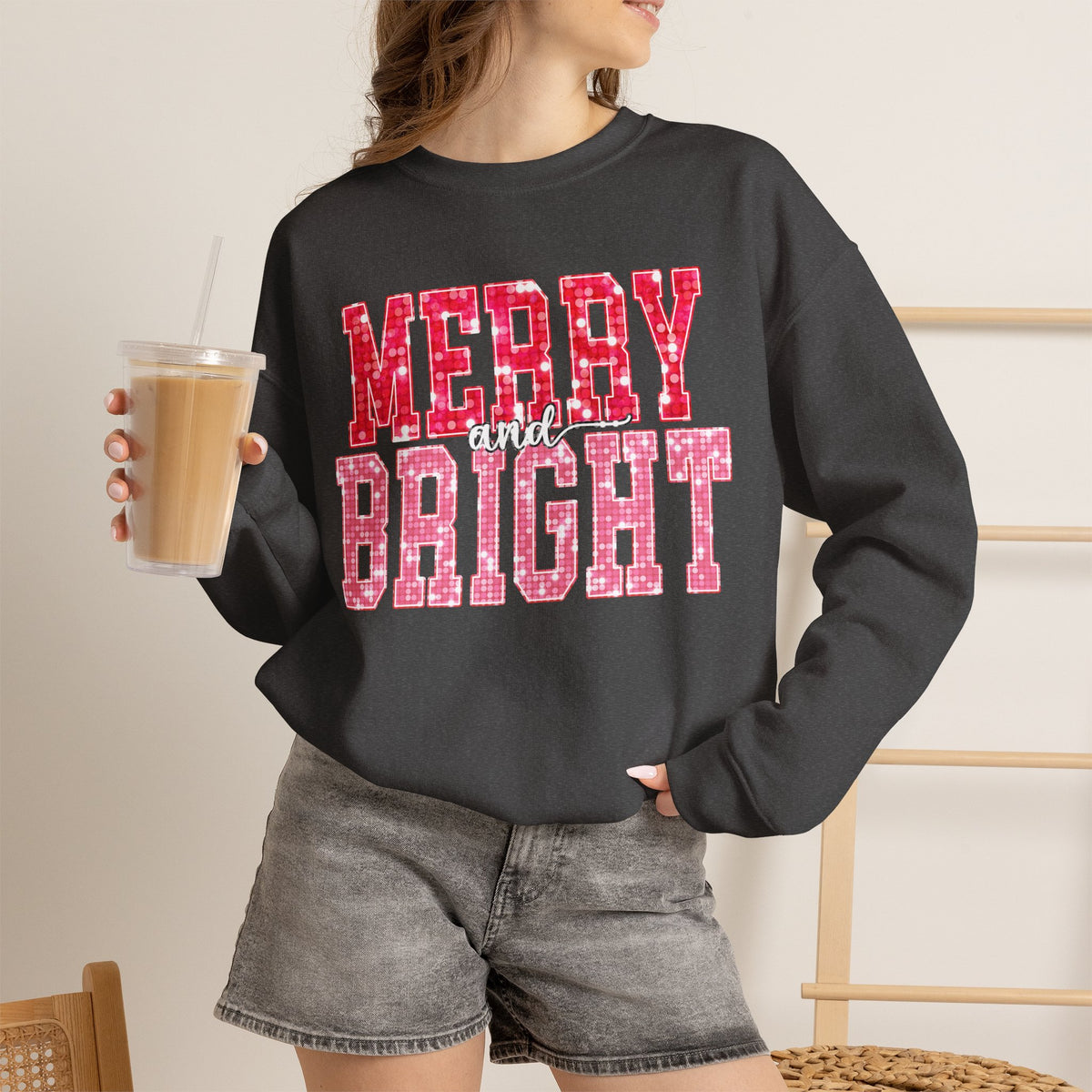 Merry and Bright Christmas Crewneck Sweatshirt