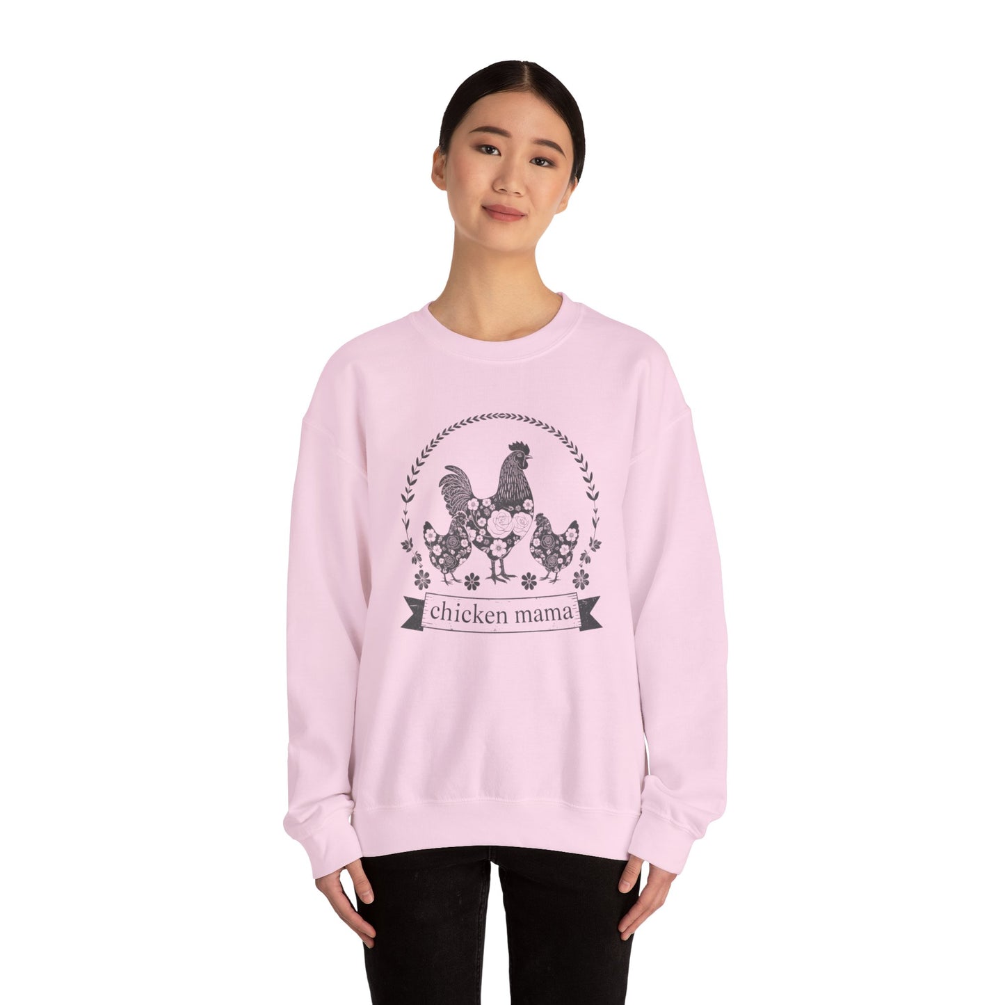 Chicken Mama illustration sweatshirt | hen flock floral design