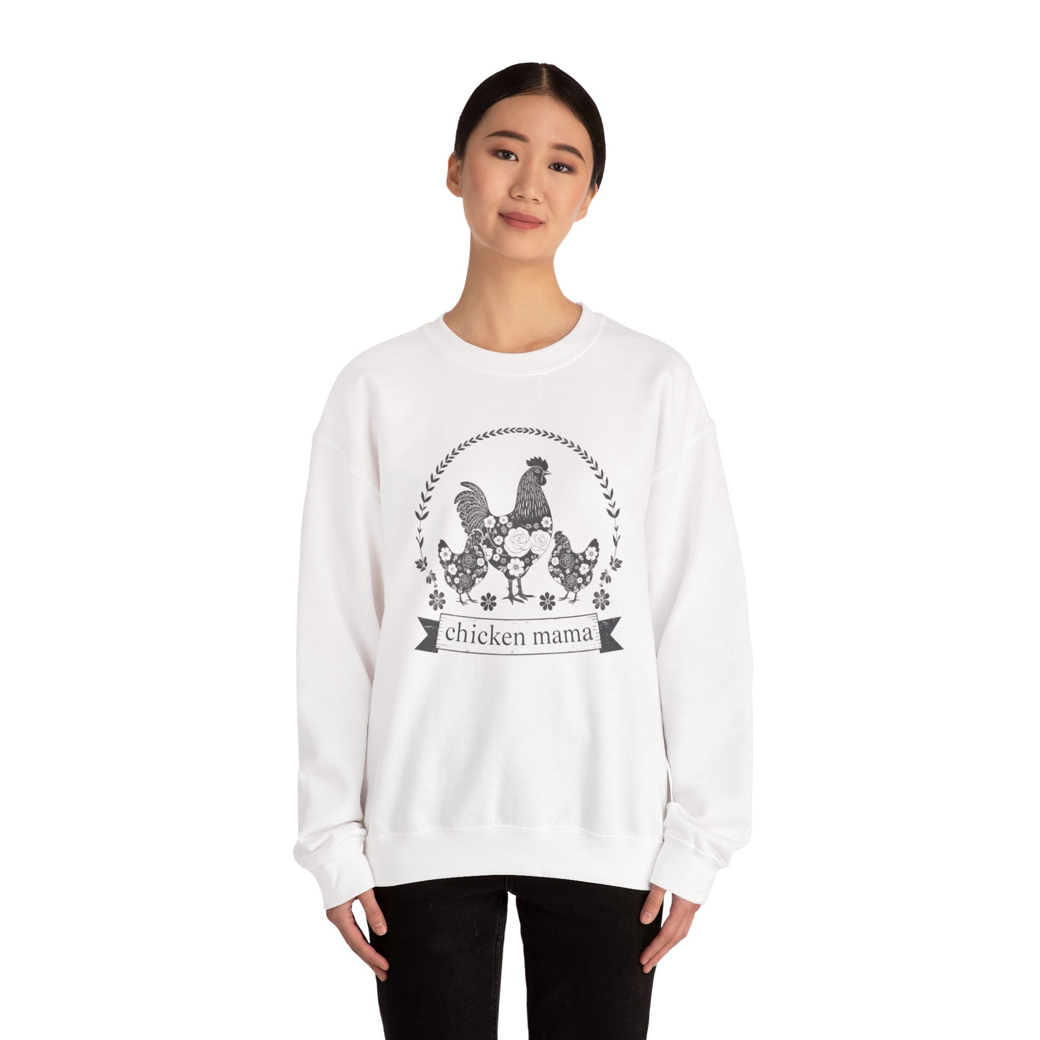 Chicken Mama illustration sweatshirt | hen flock floral design