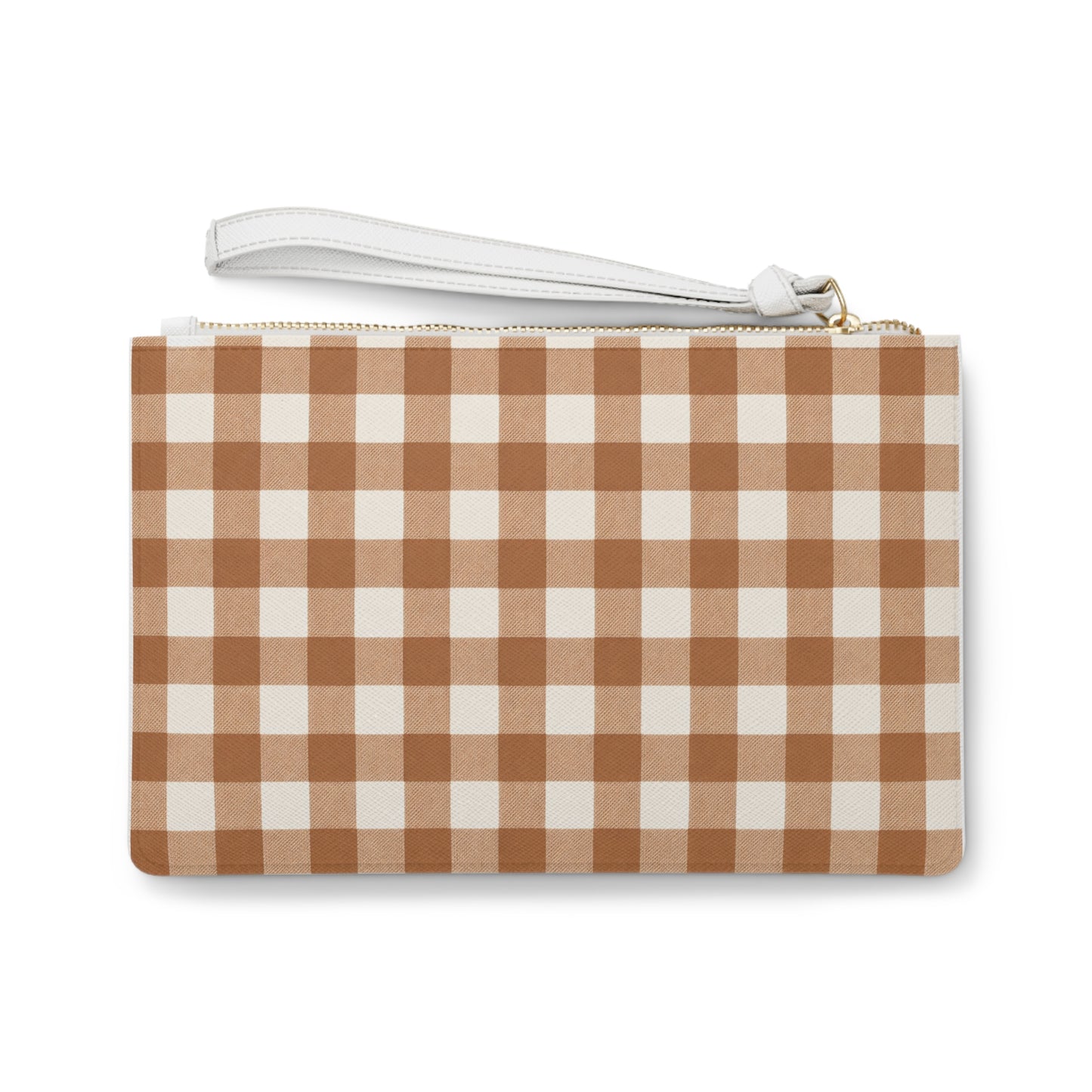 Brown Checkered Wristlet Wallet