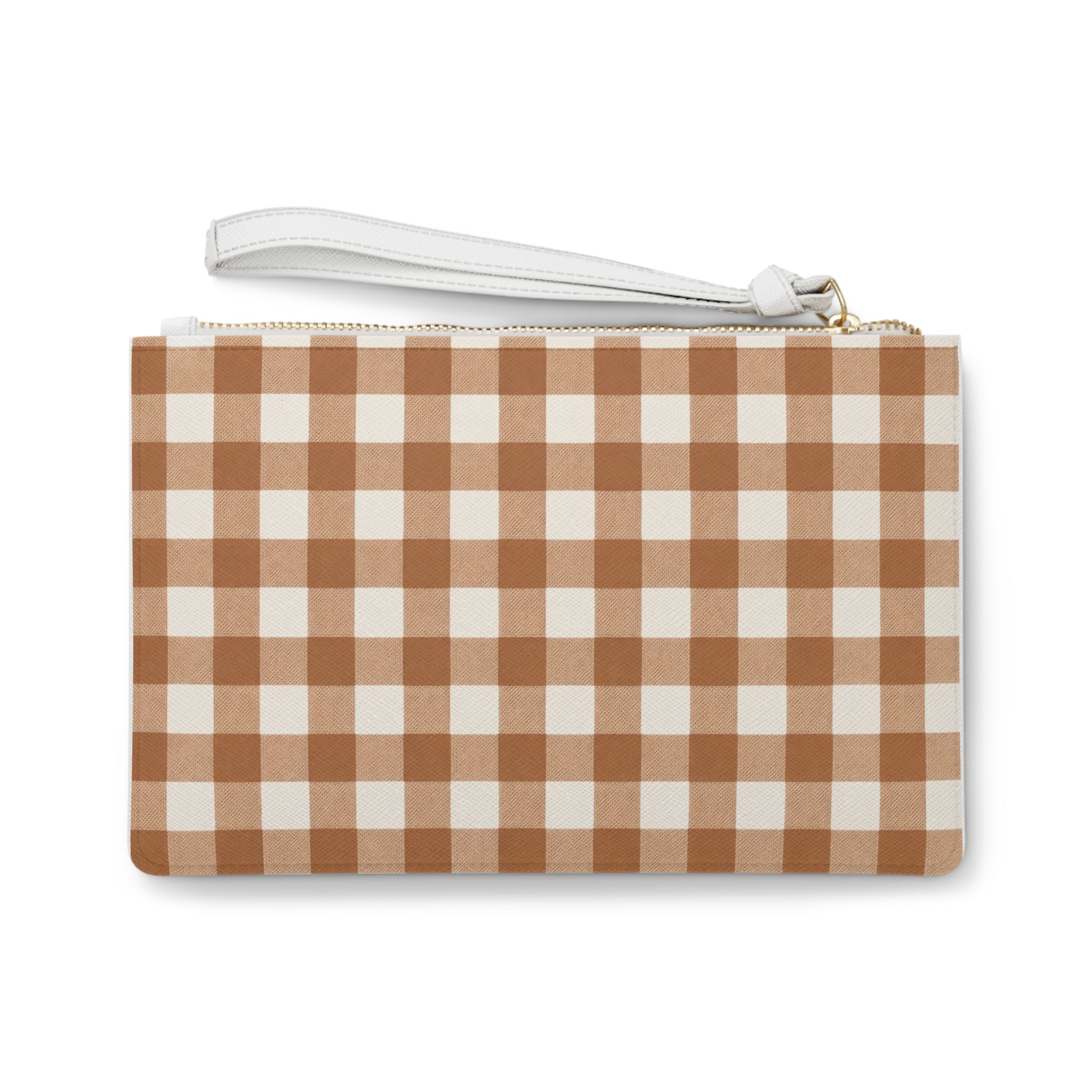 Brown Checkered Wristlet Wallet