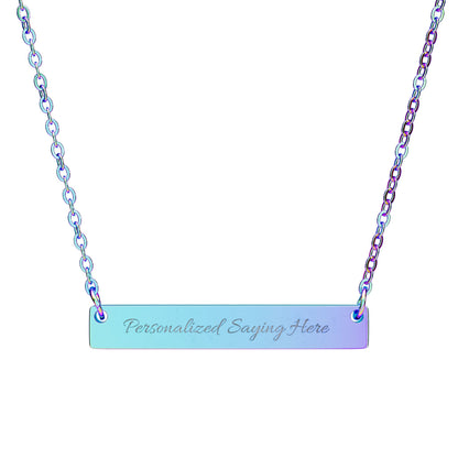 Personalized Bar Necklace, Custom Engraved Name Necklace, Minimalist Horizontal Bar Jewelry, Gift for Mom, Girlfriend, Custom Text Necklace