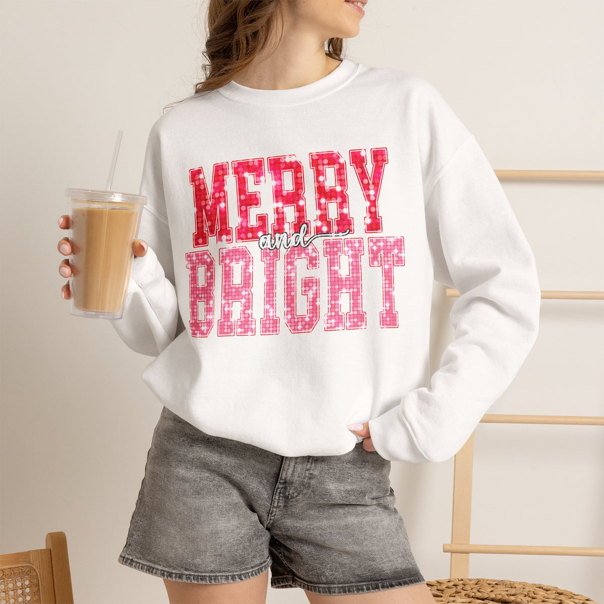 Merry and Bright Christmas Crewneck Sweatshirt