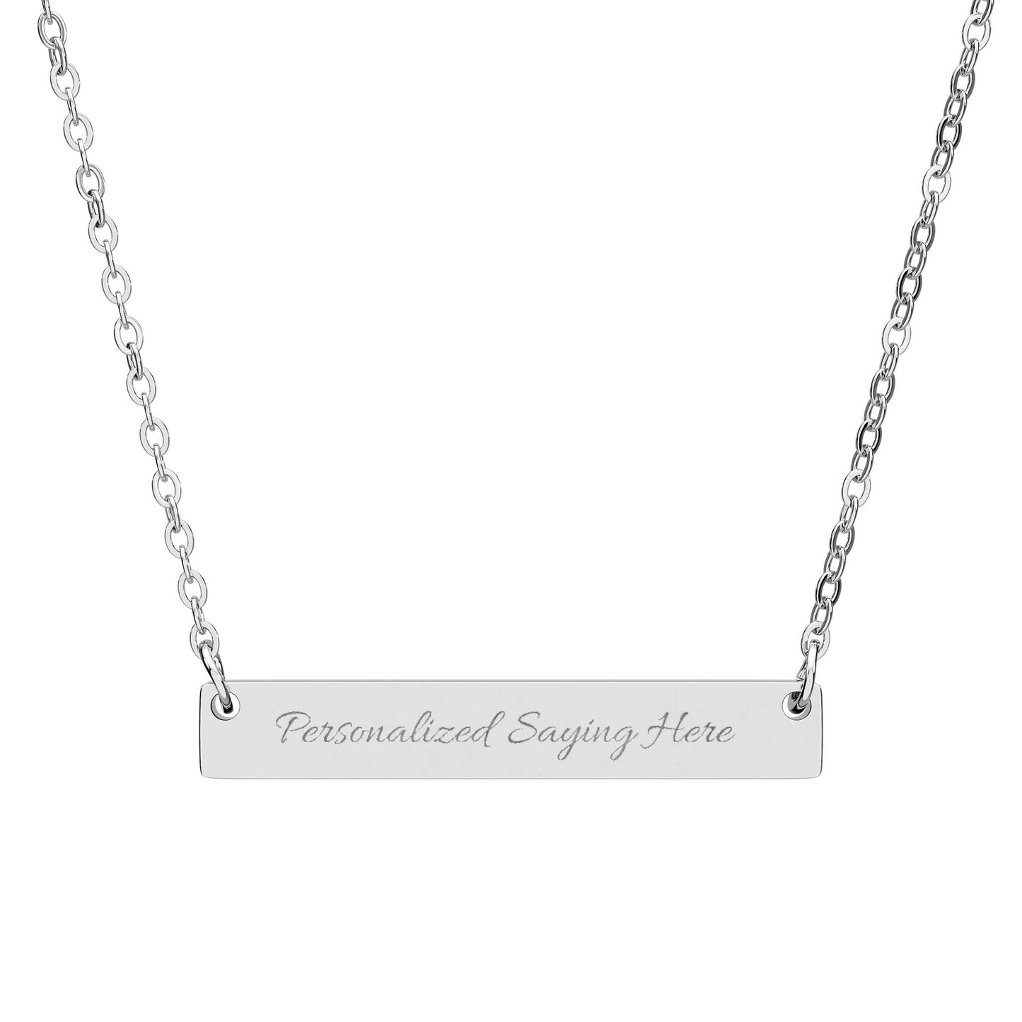 Personalized Bar Necklace, Custom Engraved Name Necklace, Minimalist Horizontal Bar Jewelry, Gift for Mom, Girlfriend, Custom Text Necklace