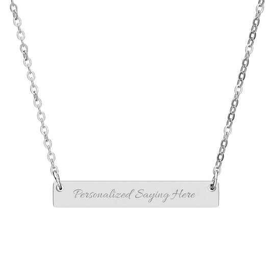 Personalized Bar Necklace, Custom Engraved Name Necklace, Minimalist Horizontal Bar Jewelry, Gift for Mom, Girlfriend, Custom Text Necklace