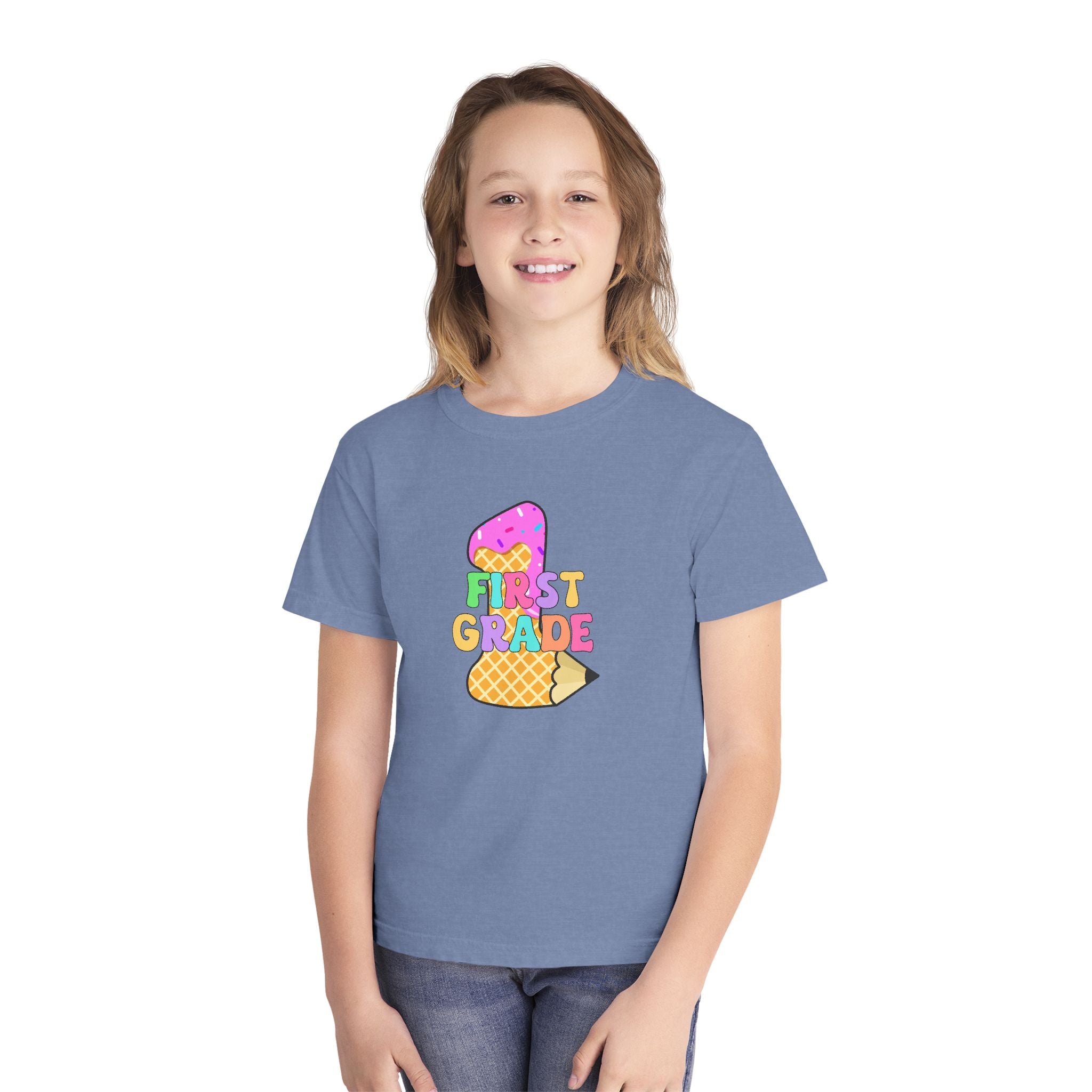First Grade Ice Cream Pencil Youth Tee