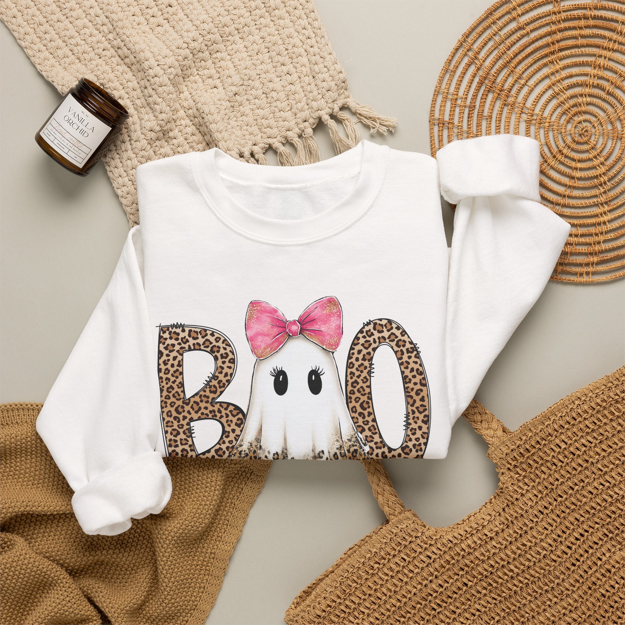 Leopard "Boo" Ghost Crewneck