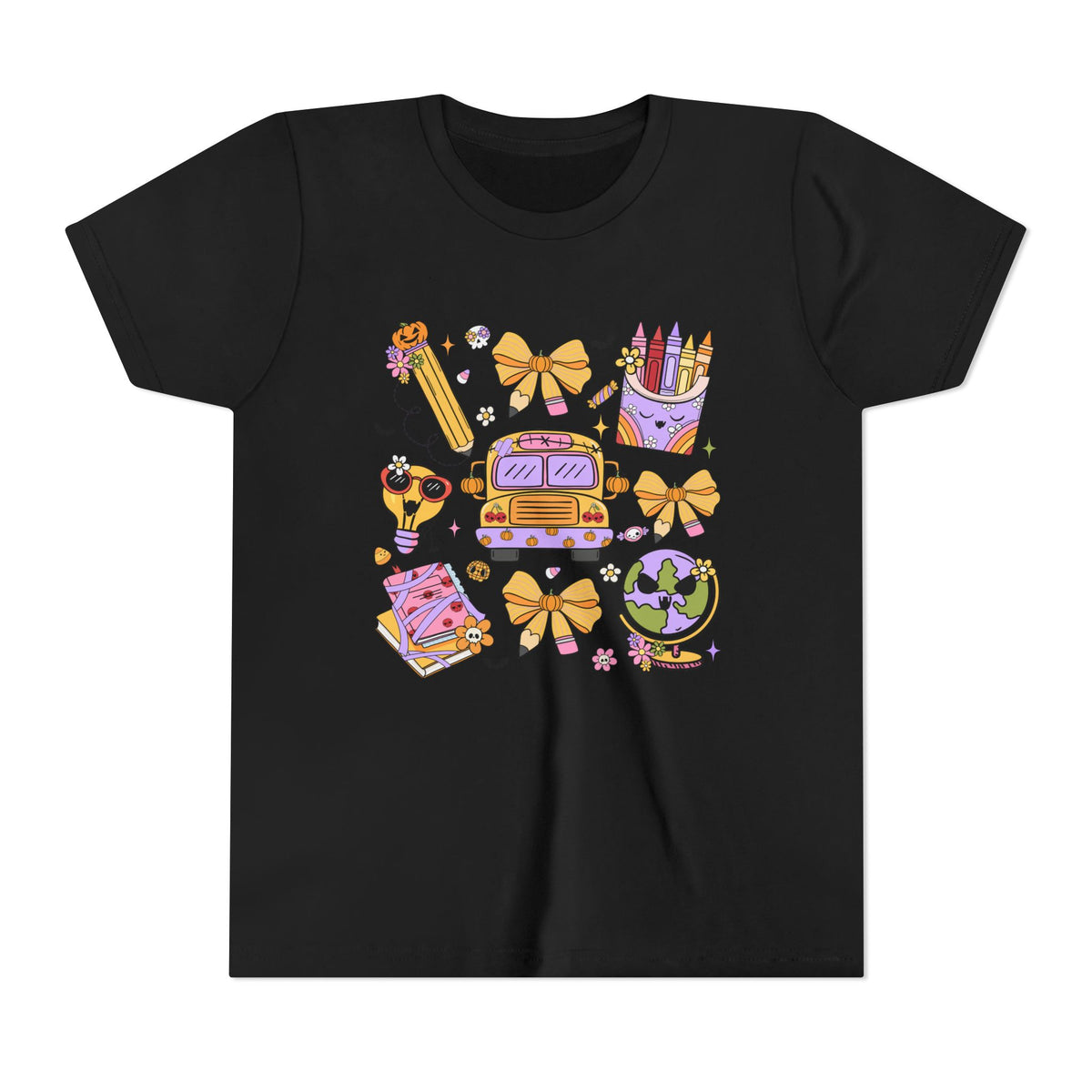 Cute Bus, Globe & Crayon Halloween Tee