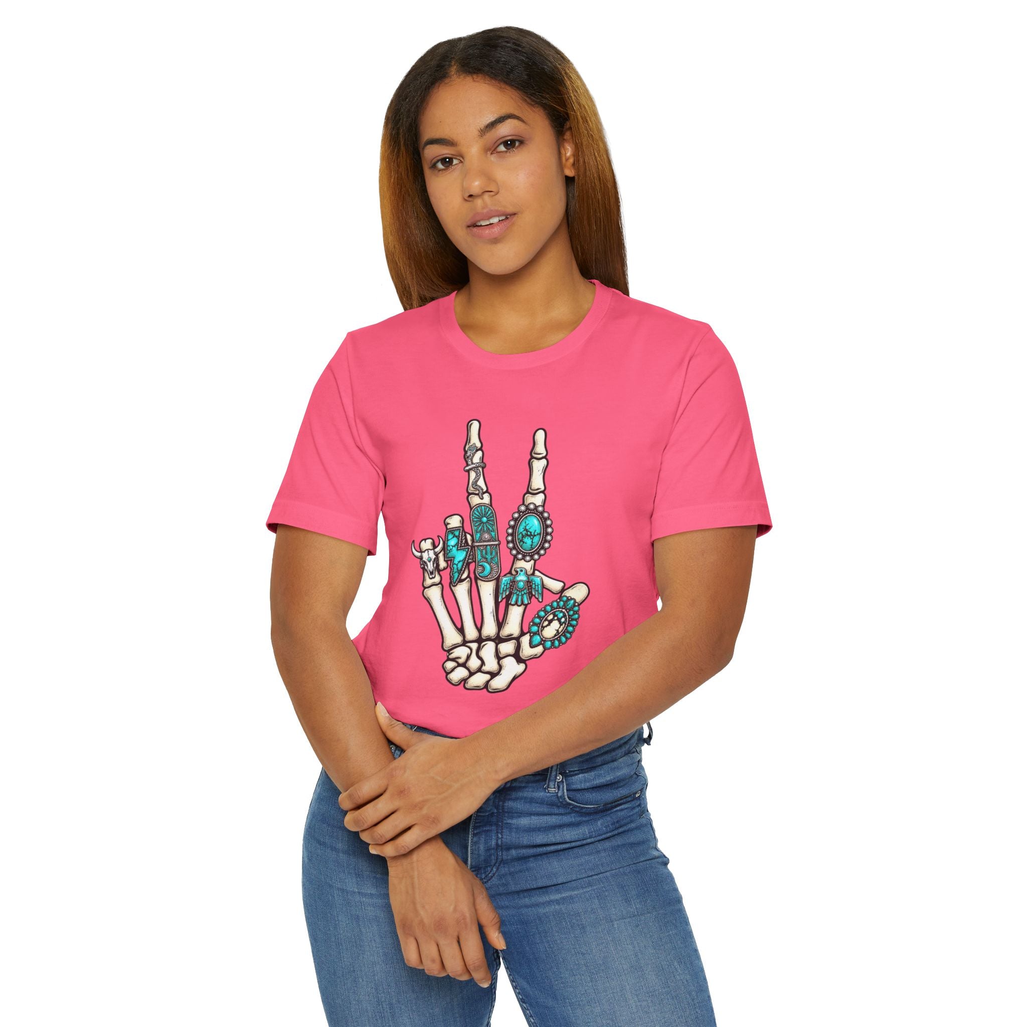 Turquoise Boho Skeleton Hand T‑Shirt