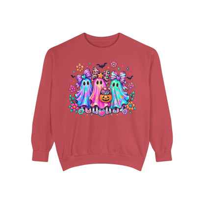Colorful Cute Ghost Trio Halloween Crewneck