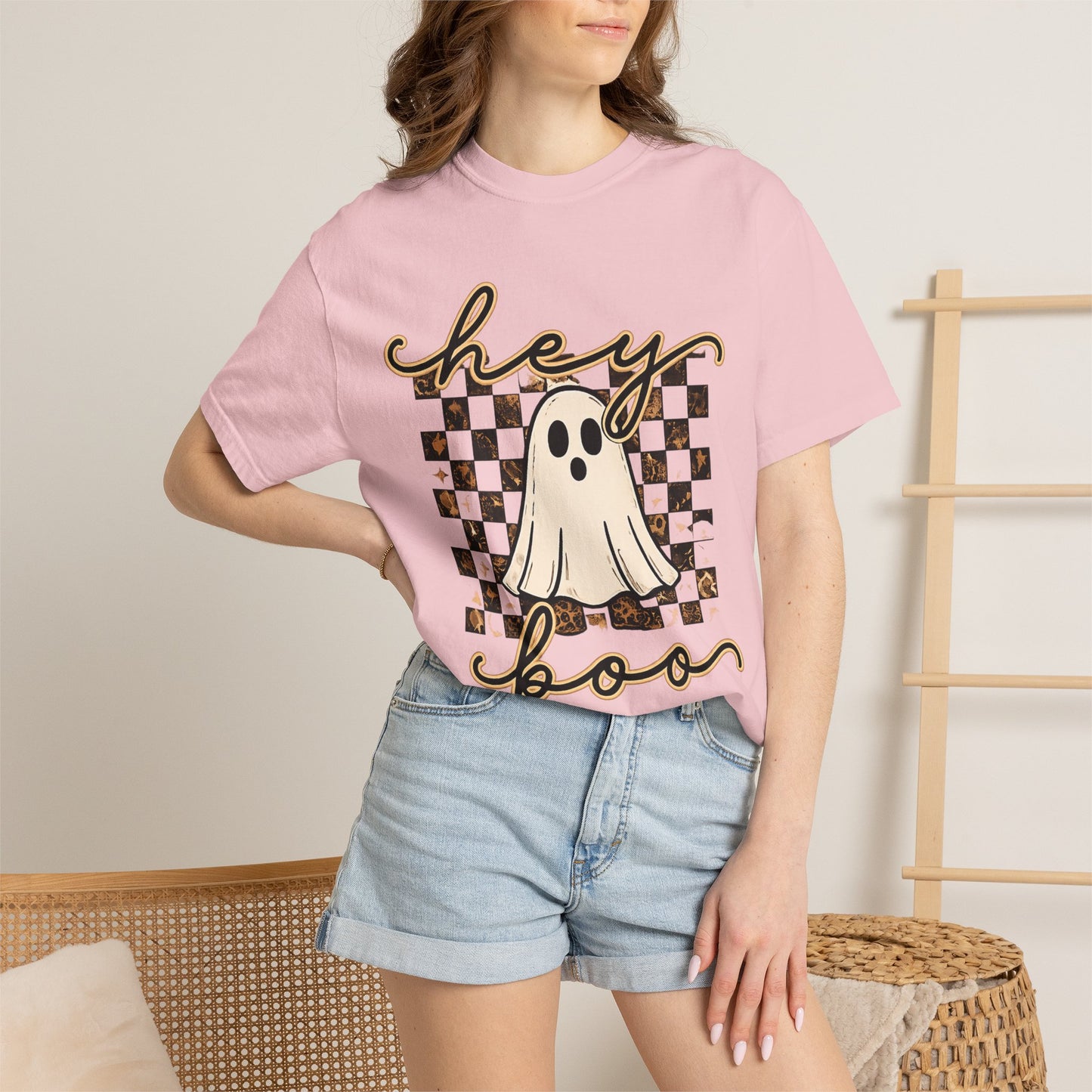 Hey Boo Checkered Tee