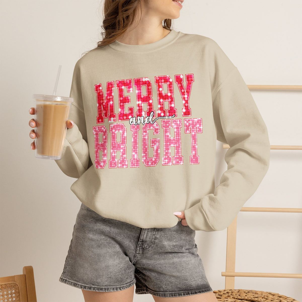 Merry and Bright Christmas Crewneck Sweatshirt