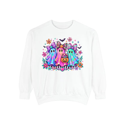 Colorful Cute Ghost Trio Halloween Crewneck
