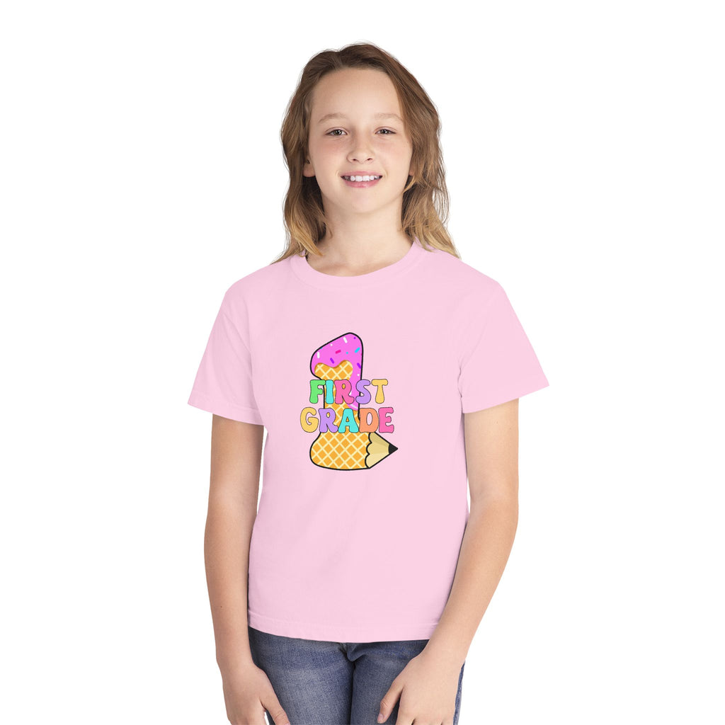 First Grade Ice Cream Pencil Youth Tee