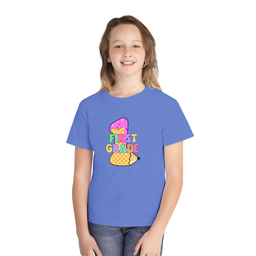 First Grade Ice Cream Pencil Youth Tee