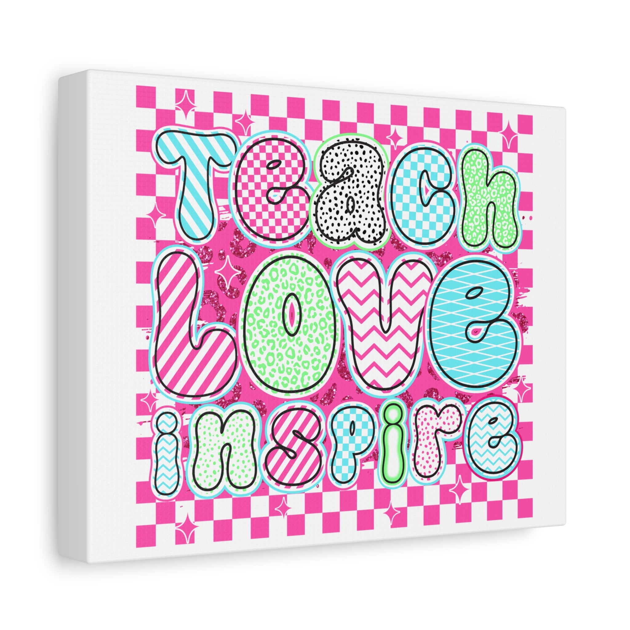 Teach Love Inspire Canvas Wall Art — Colorful Classroom Teacher Decor