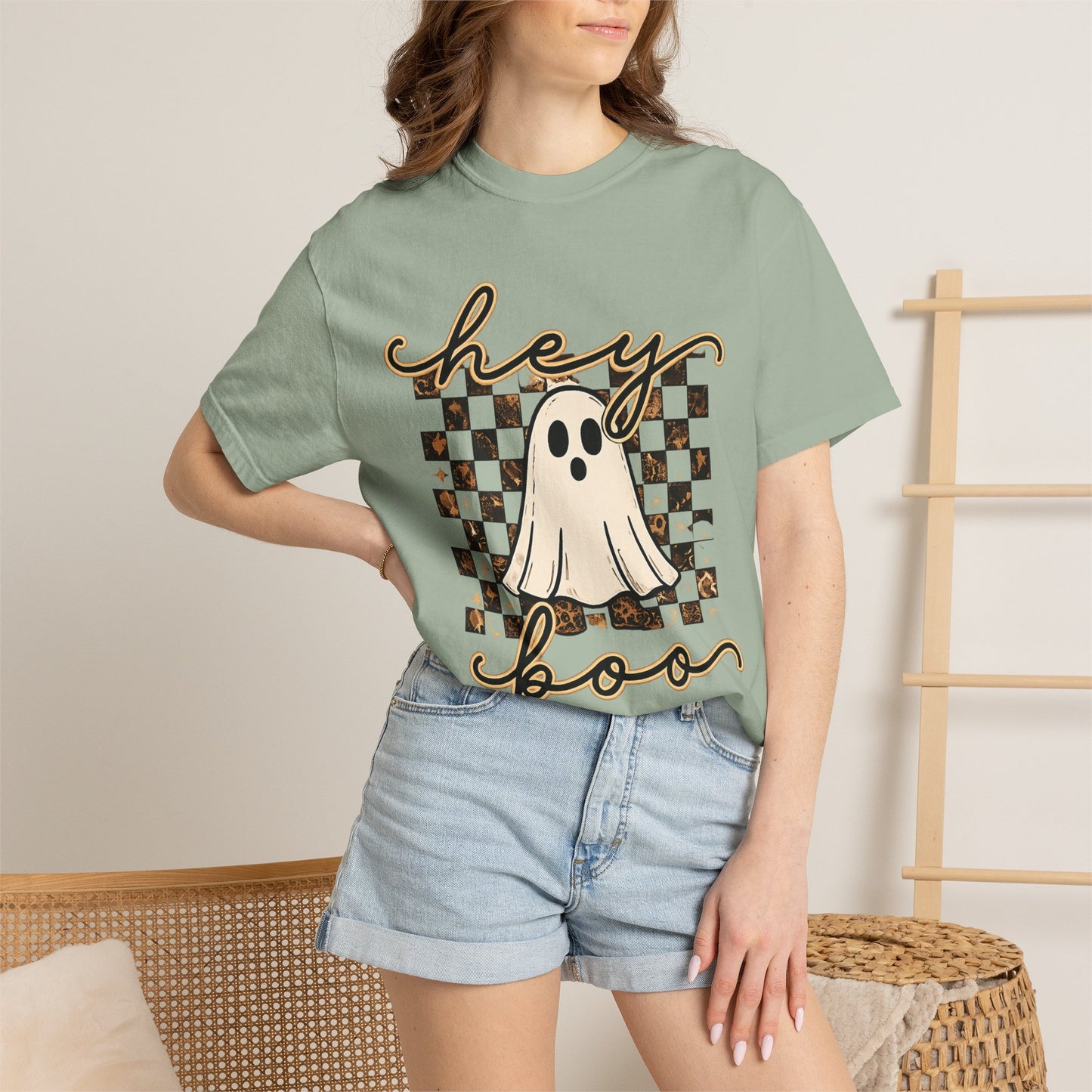 Hey Boo Checkered Tee