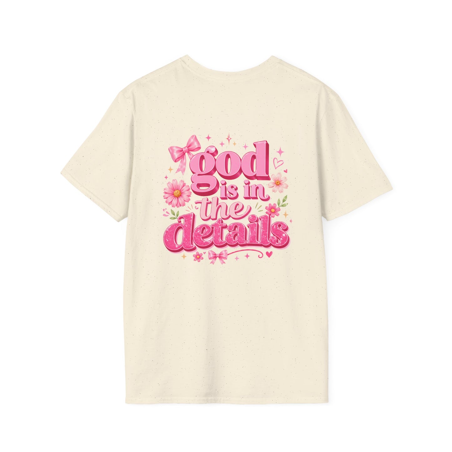 God Is In The Details Tee | Coquette Christian Shirt | Girly Faith Graphic Tee | Pink Bow Cross Shirt | Trendy Boutique Top