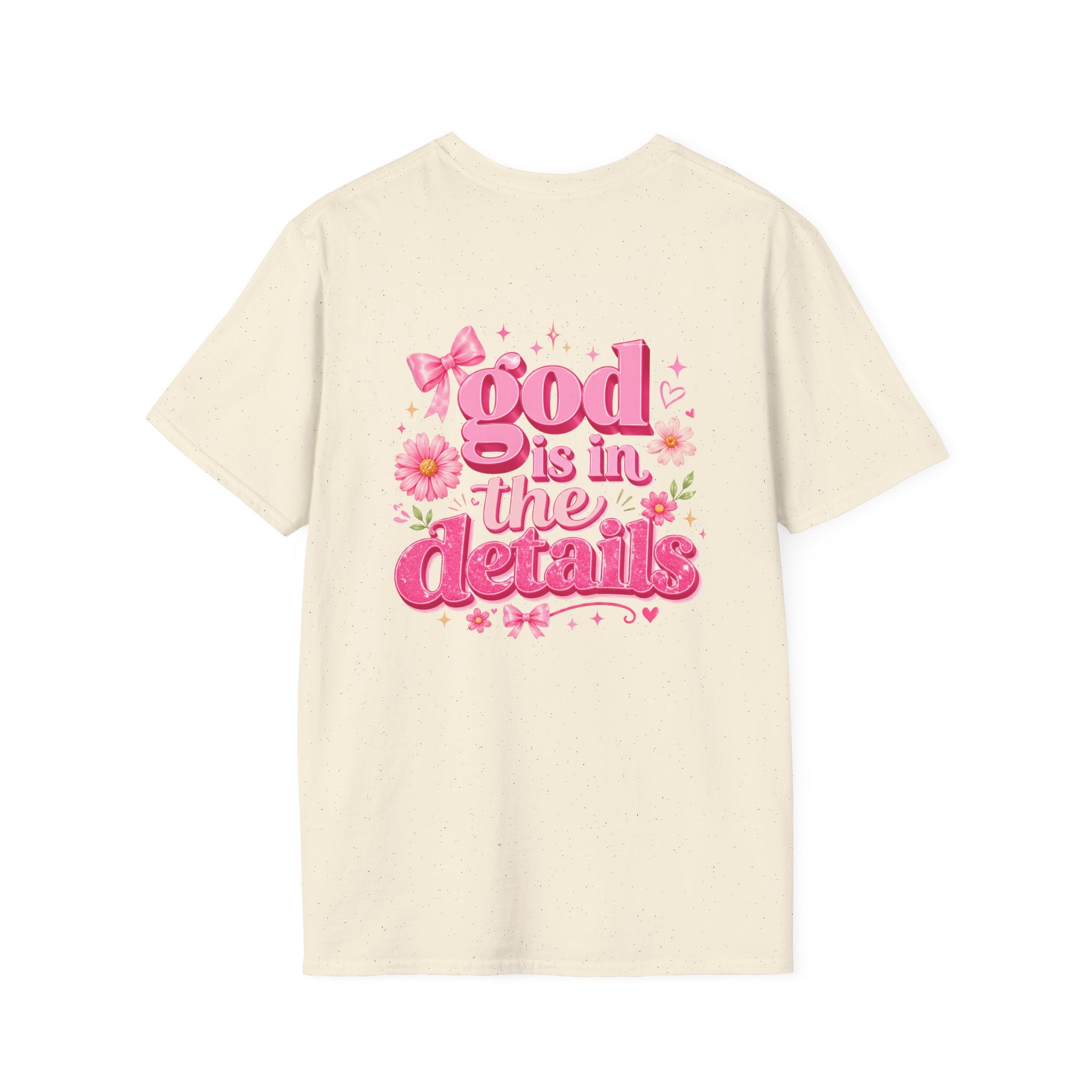 God Is In The Details Tee | Coquette Christian Shirt | Girly Faith Graphic Tee | Pink Bow Cross Shirt | Trendy Boutique Top