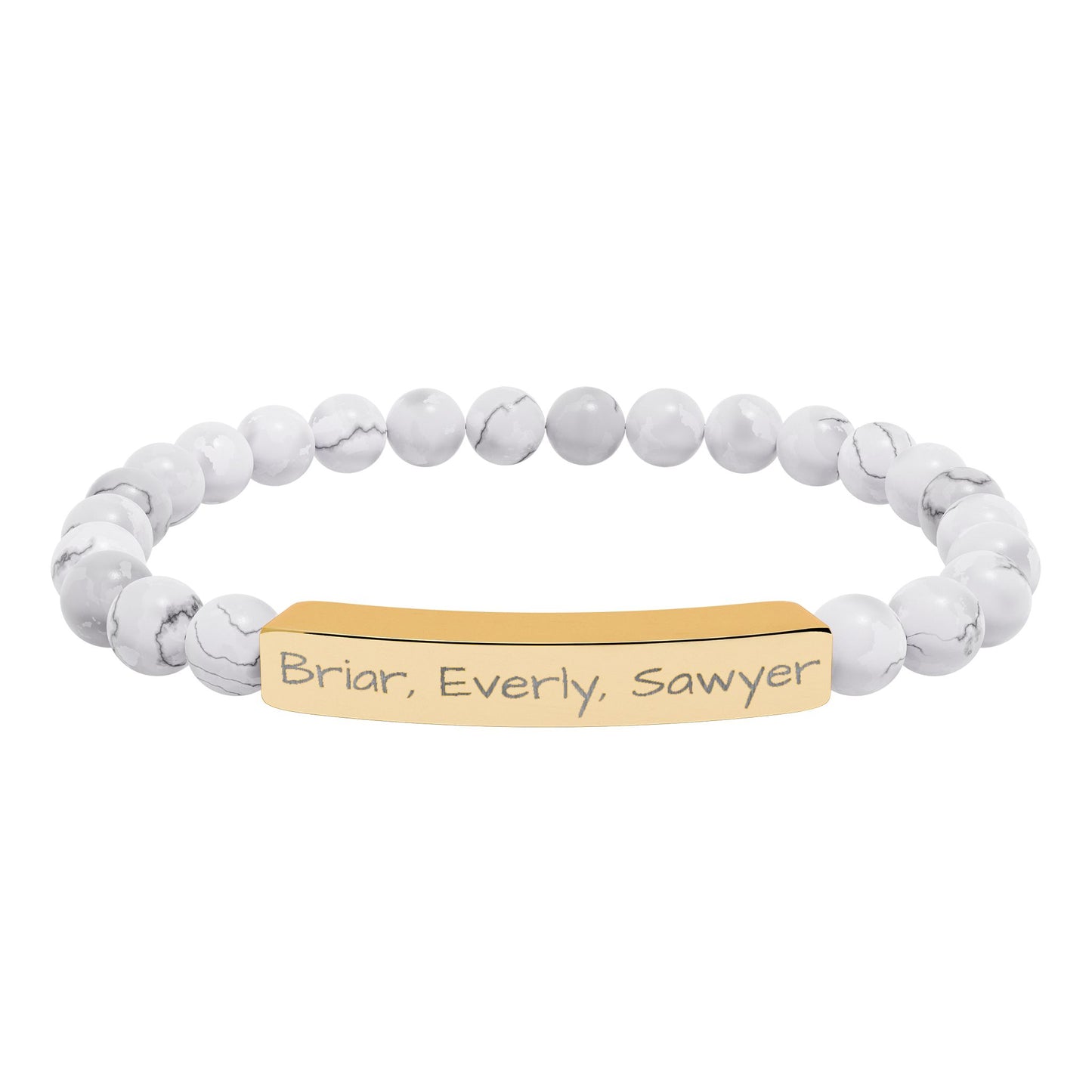 Personalized Kids Name Bracelet for Mom | Custom Beaded Bracelet | Engraved Name Bar | Mothers Day Gift