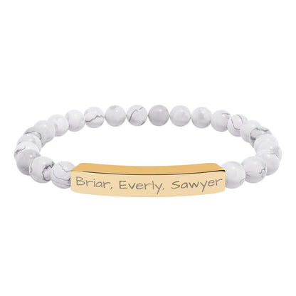 Personalized Kids Name Bracelet for Mom | Custom Beaded Bracelet | Engraved Name Bar | Mothers Day Gift