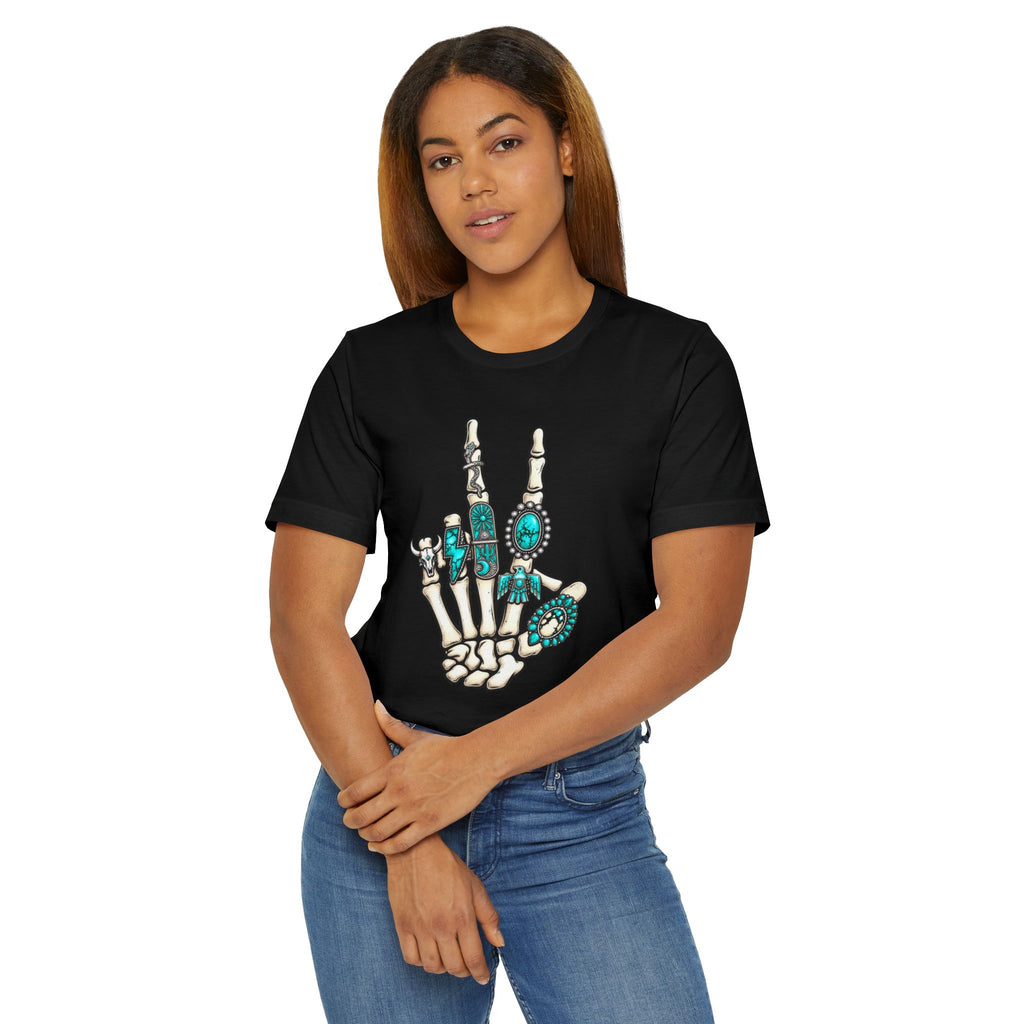 Turquoise Boho Skeleton Hand T‑Shirt