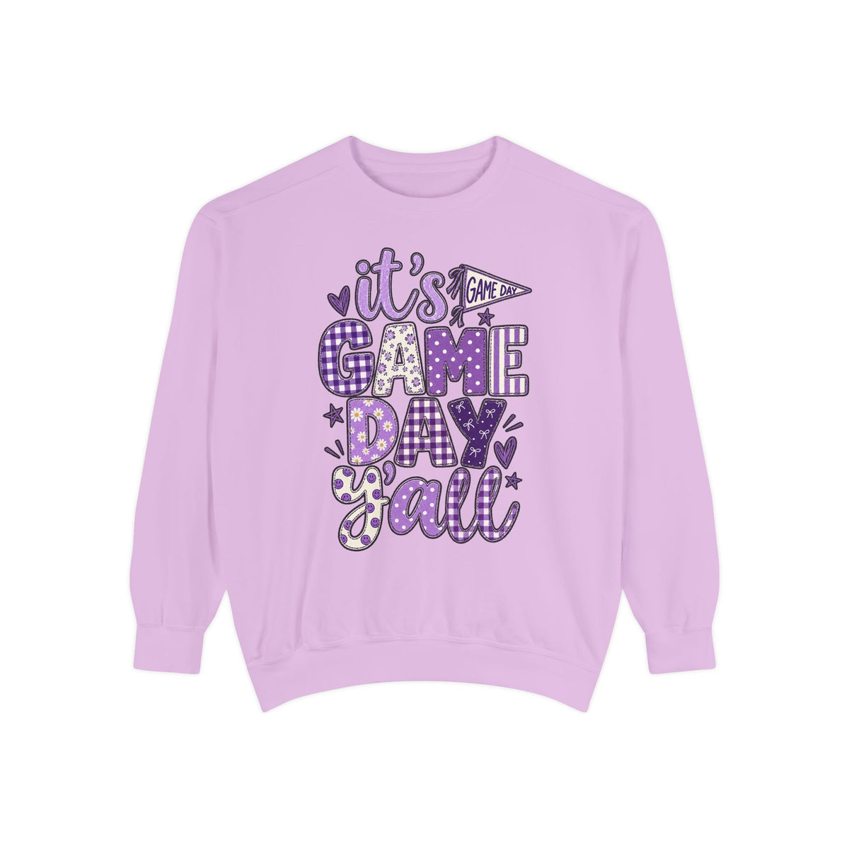 Game Day Y'all Sweatshirt — Playful Purple Sports Graphic Crewneck