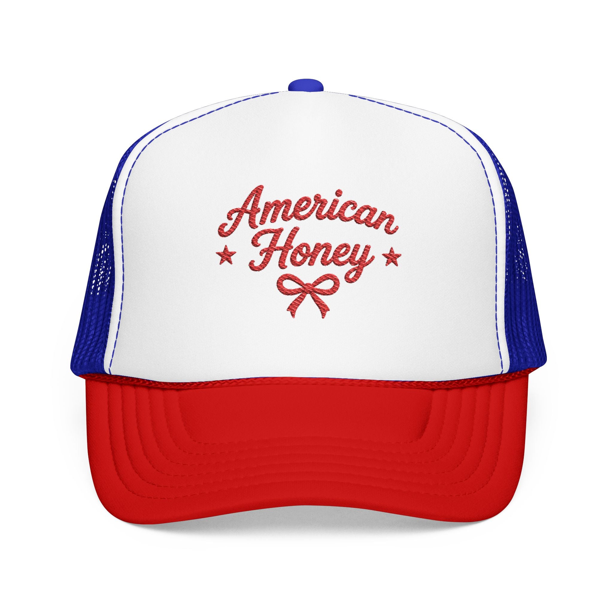 American Honey Embroidered Trucker Hat | Cute Patriotic Boutique Hat
