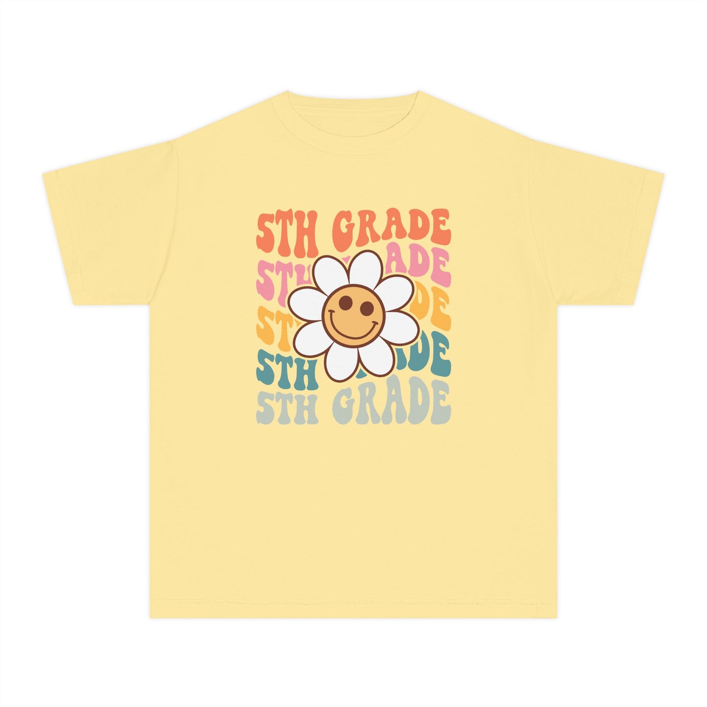 5th Grade Daisy Youth Tee — Retro Smiley Flower Back-to-School Shirt