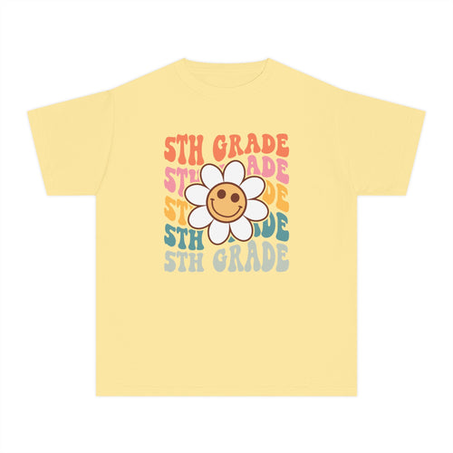 5th Grade Daisy Youth Tee — Retro Smiley Flower Back-to-School Shirt