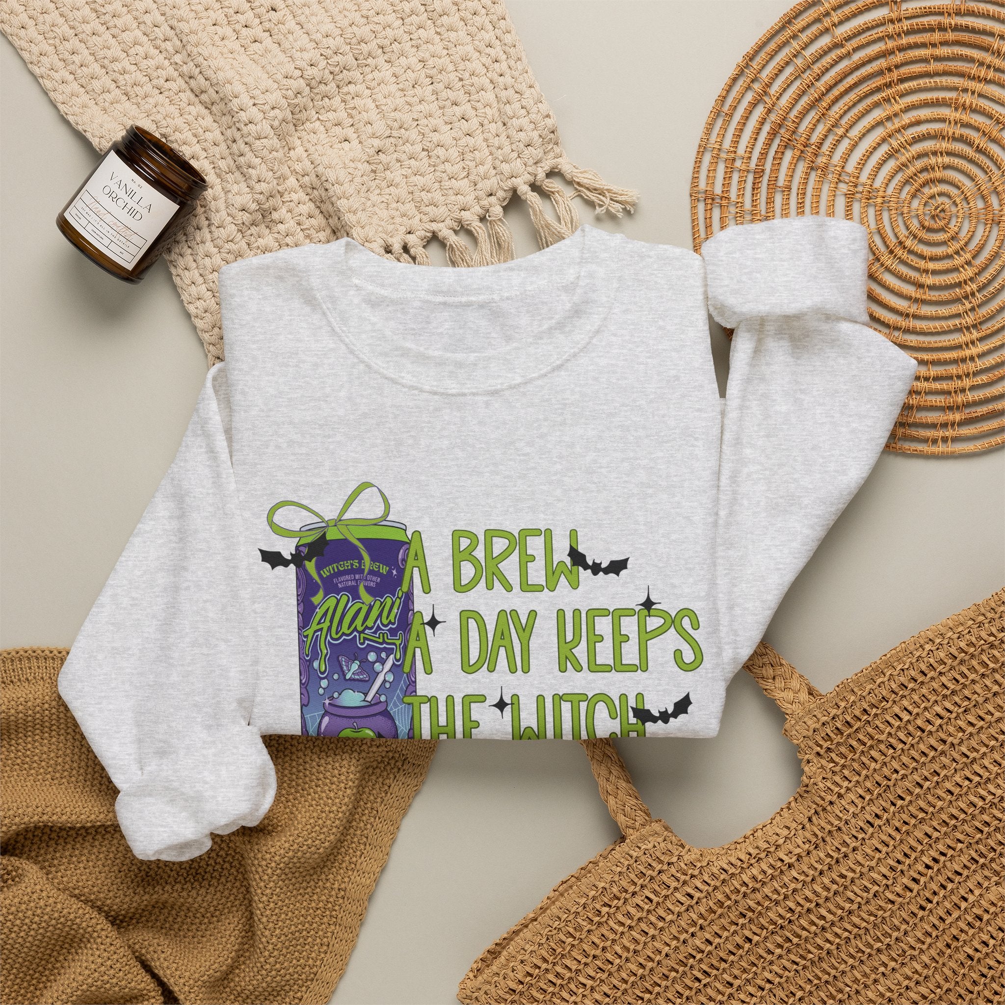 "A Brew A Day Keeps the Witch Away" Halloween Crewneck