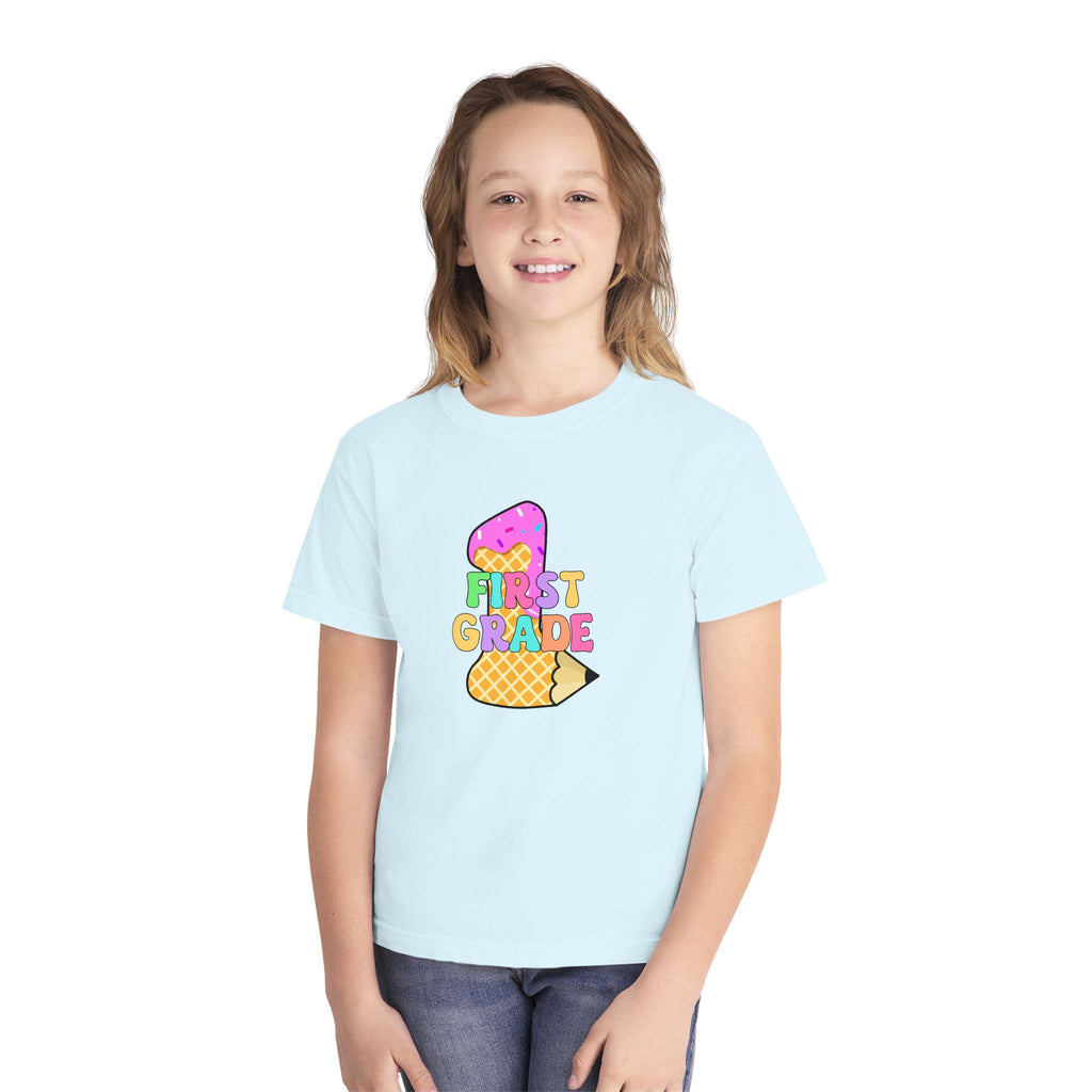 First Grade Ice Cream Pencil Youth Tee