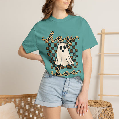 Hey Boo Checkered Tee