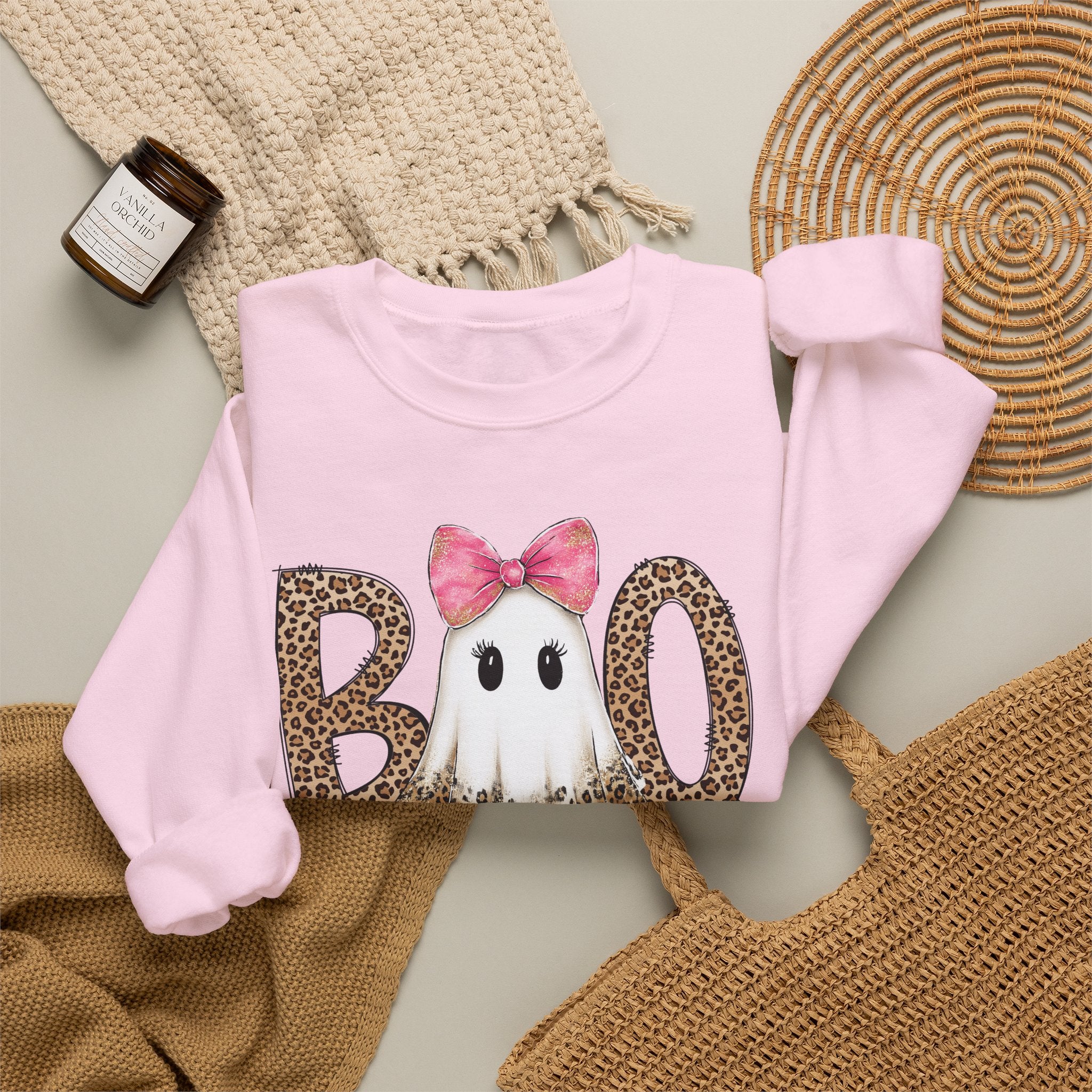 Leopard "Boo" Ghost Crewneck