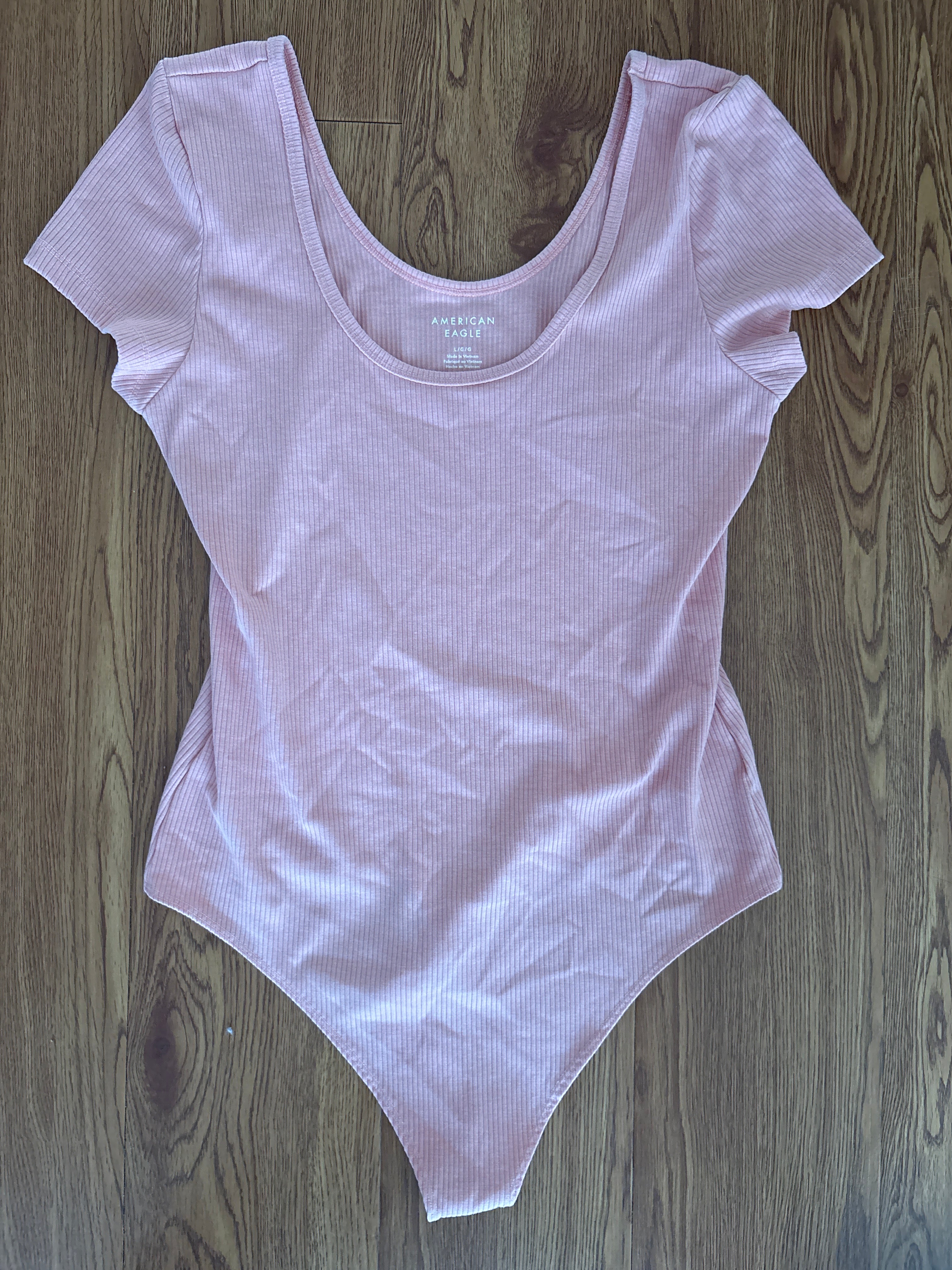 American Eagle Ribbed Short Sleeve Bodysuit | Large
