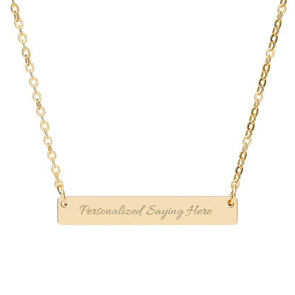Personalized Bar Necklace, Custom Engraved Name Necklace, Minimalist Horizontal Bar Jewelry, Gift for Mom, Girlfriend, Custom Text Necklace