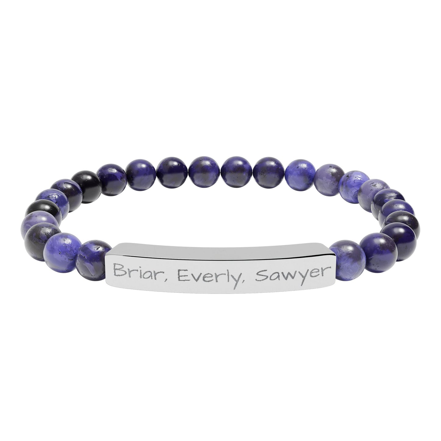 Personalized Kids Name Bracelet for Mom | Custom Beaded Bracelet | Engraved Name Bar | Mothers Day Gift