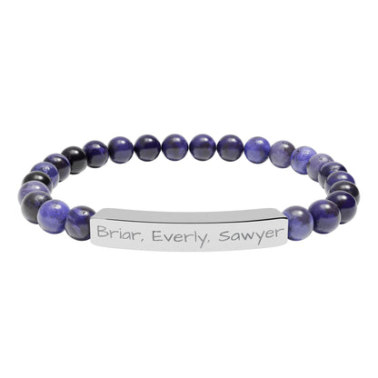 Personalized Kids Name Bracelet for Mom | Custom Beaded Bracelet | Engraved Name Bar | Mothers Day Gift