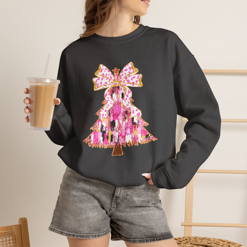 Pink Christmas Tree Crewneck Sweatshirt