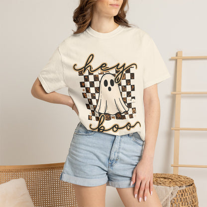 Hey Boo Checkered Tee