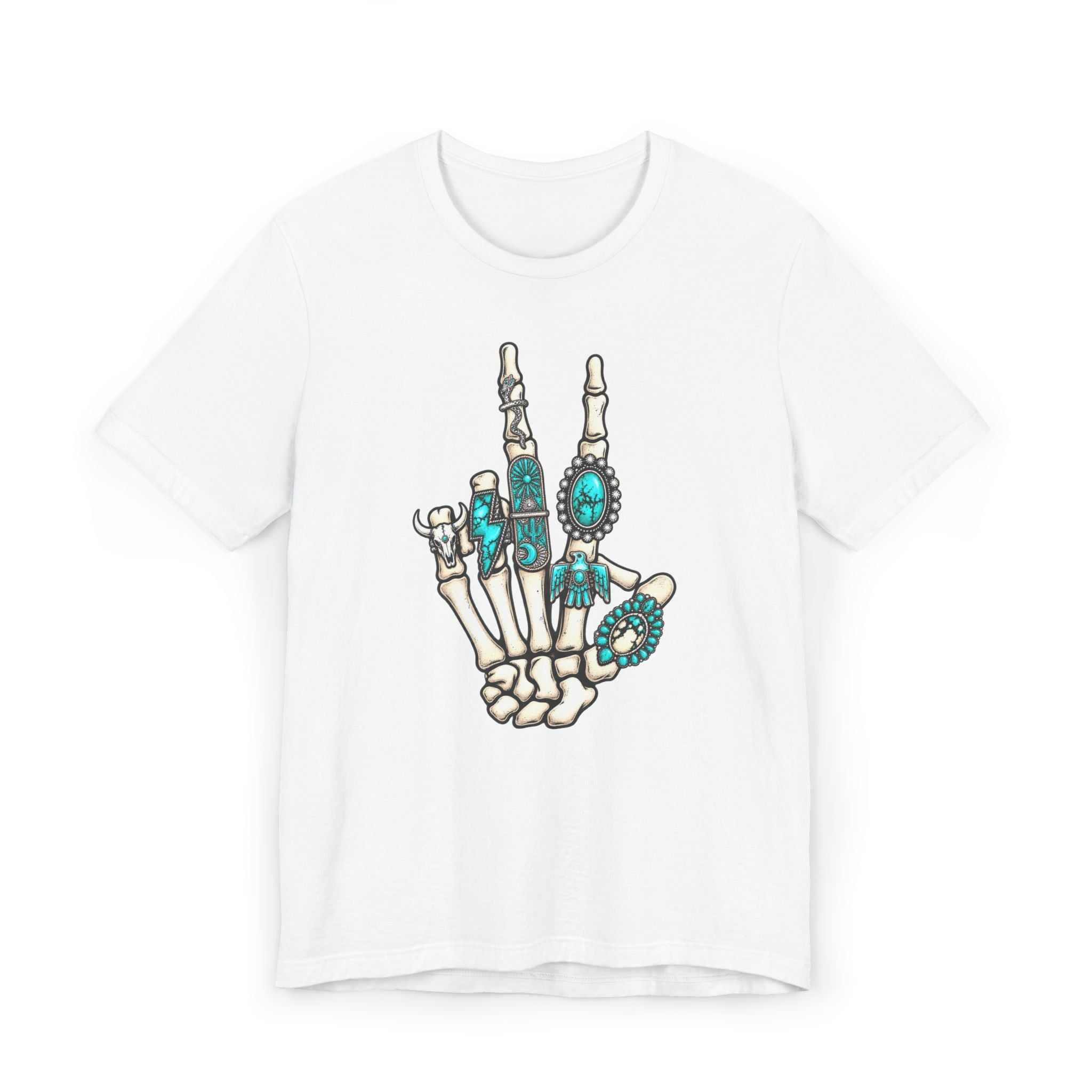 Turquoise Boho Skeleton Hand T‑Shirt
