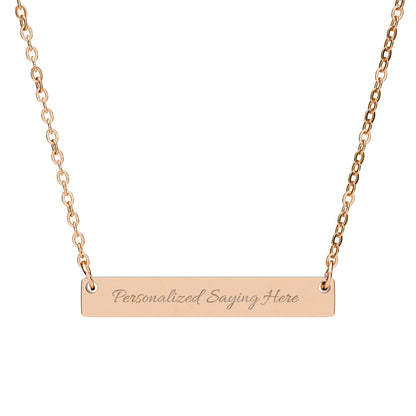 Personalized Bar Necklace, Custom Engraved Name Necklace, Minimalist Horizontal Bar Jewelry, Gift for Mom, Girlfriend, Custom Text Necklace