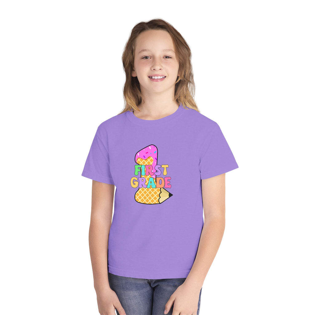 First Grade Ice Cream Pencil Youth Tee