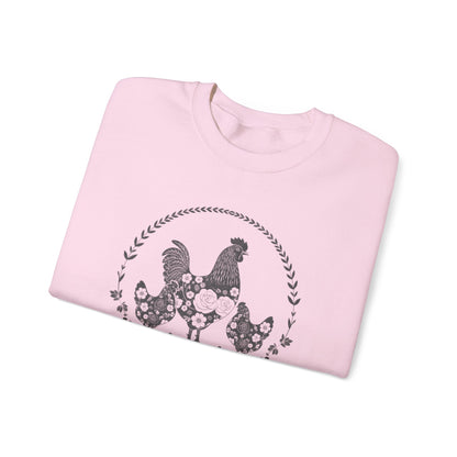 Chicken Mama illustration sweatshirt | hen flock floral design
