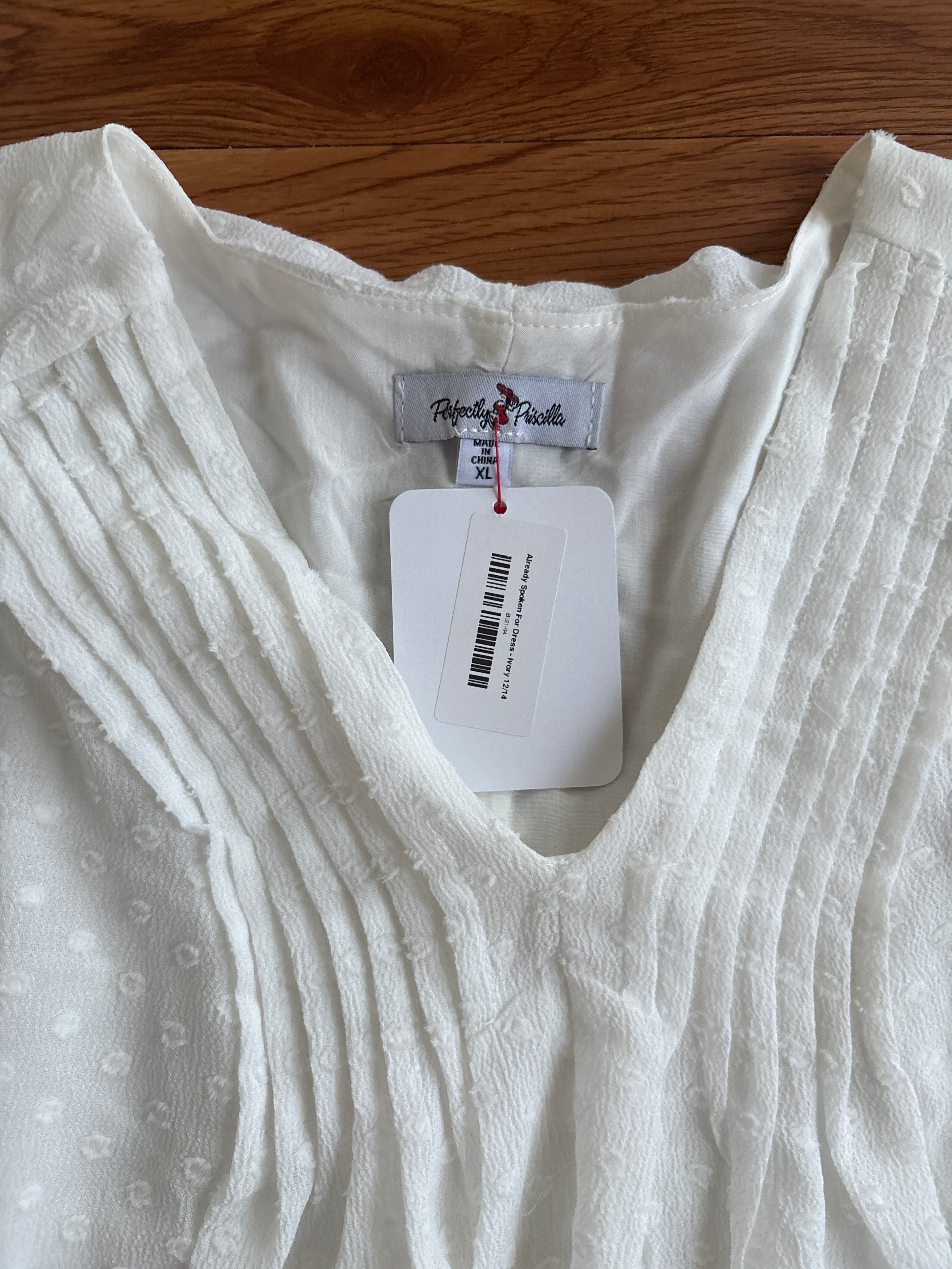 NWT Perfectly Priscilla White Swiss Dot Shift Dress | XL