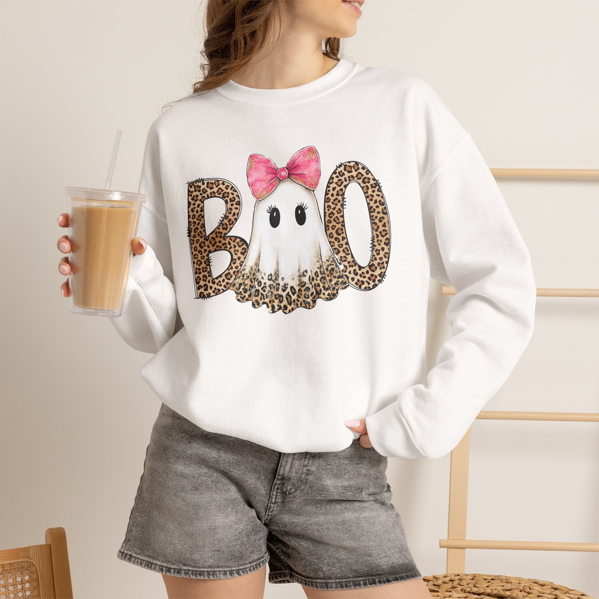Leopard "Boo" Ghost Crewneck