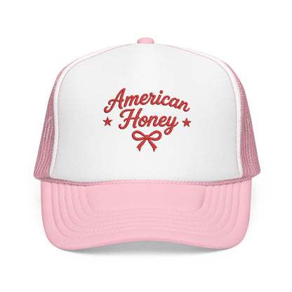 American Honey Embroidered Trucker Hat | Cute Patriotic Boutique Hat